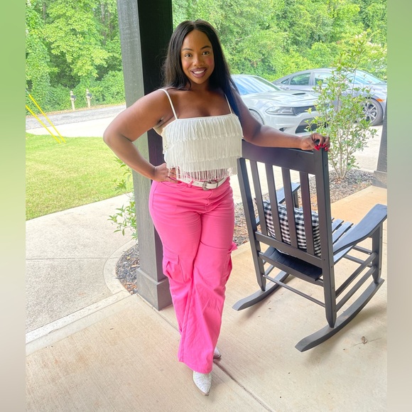 Altar'd State Pink Embellished Tie Front Camisole - Picture 3 of 3